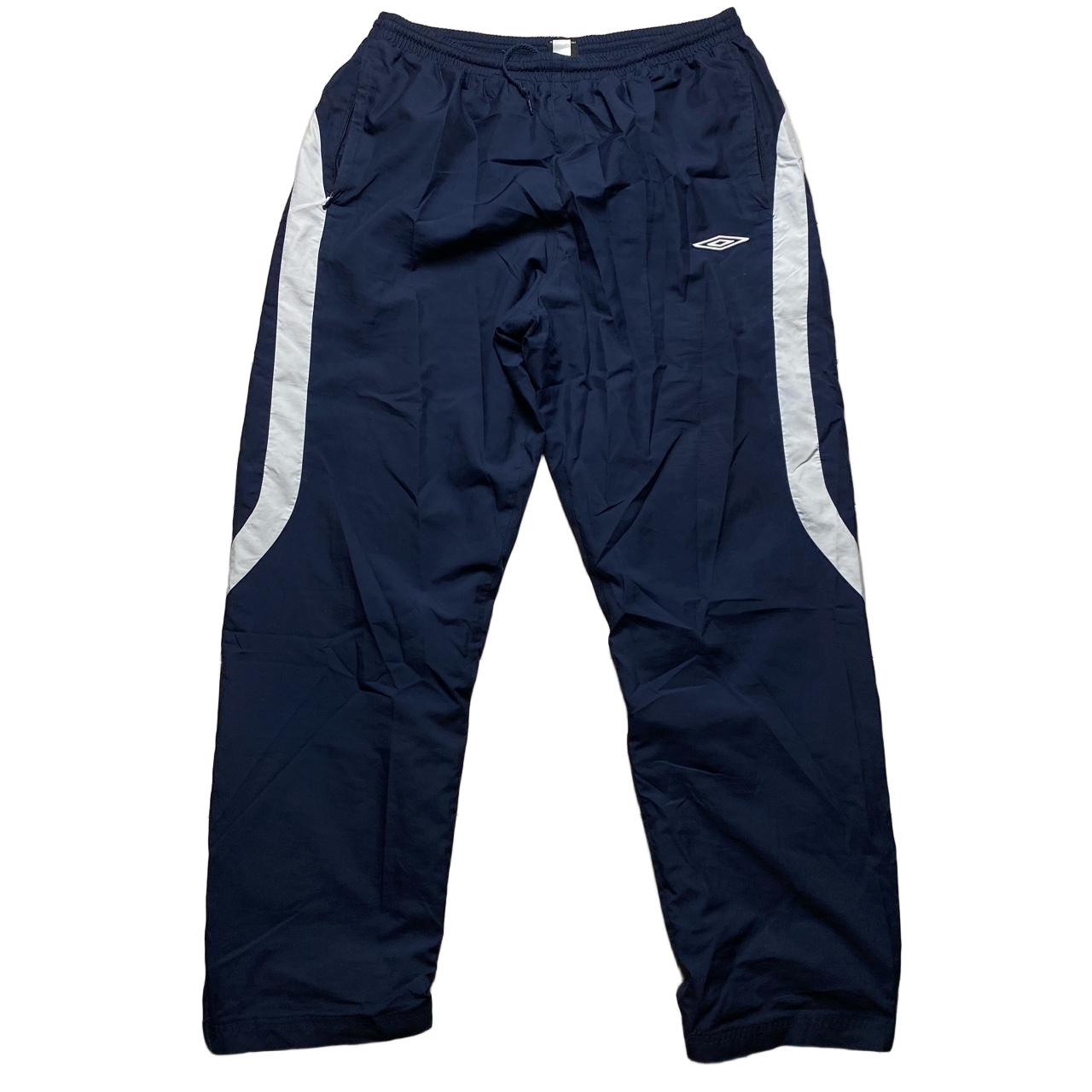 Umbro Vintage Navy and White Baggy Shell Track Pant Bottom (XL)