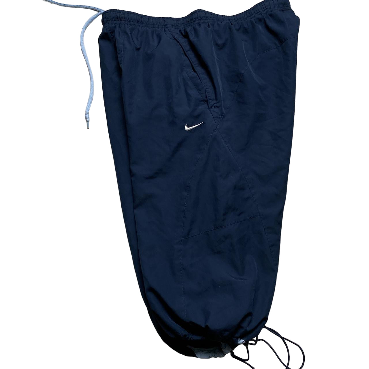 Nike Athletic Vintage Light Baby Blue and Navy Shell Trackpant Shorts (S)
