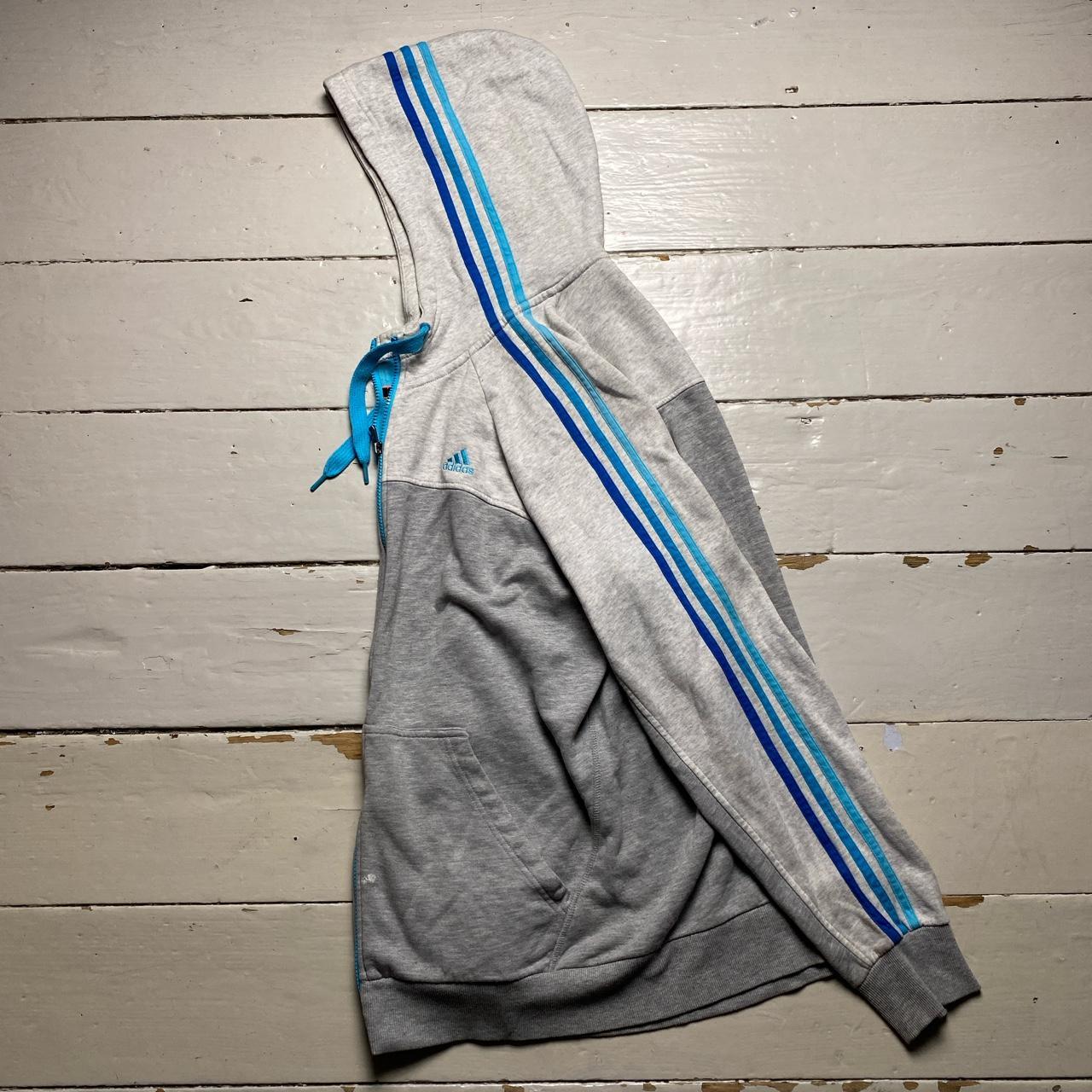 Adidas Performance Essentials Grey and Tri Tone Blue Hoodie