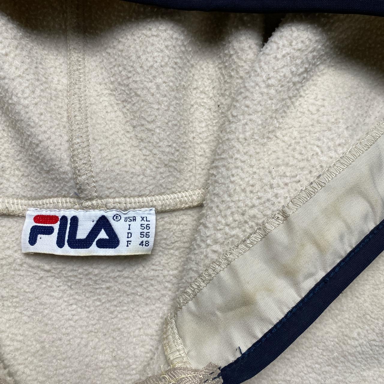 Fila Vintage Teddy Fleece Cream Quarter Zip Hoodie