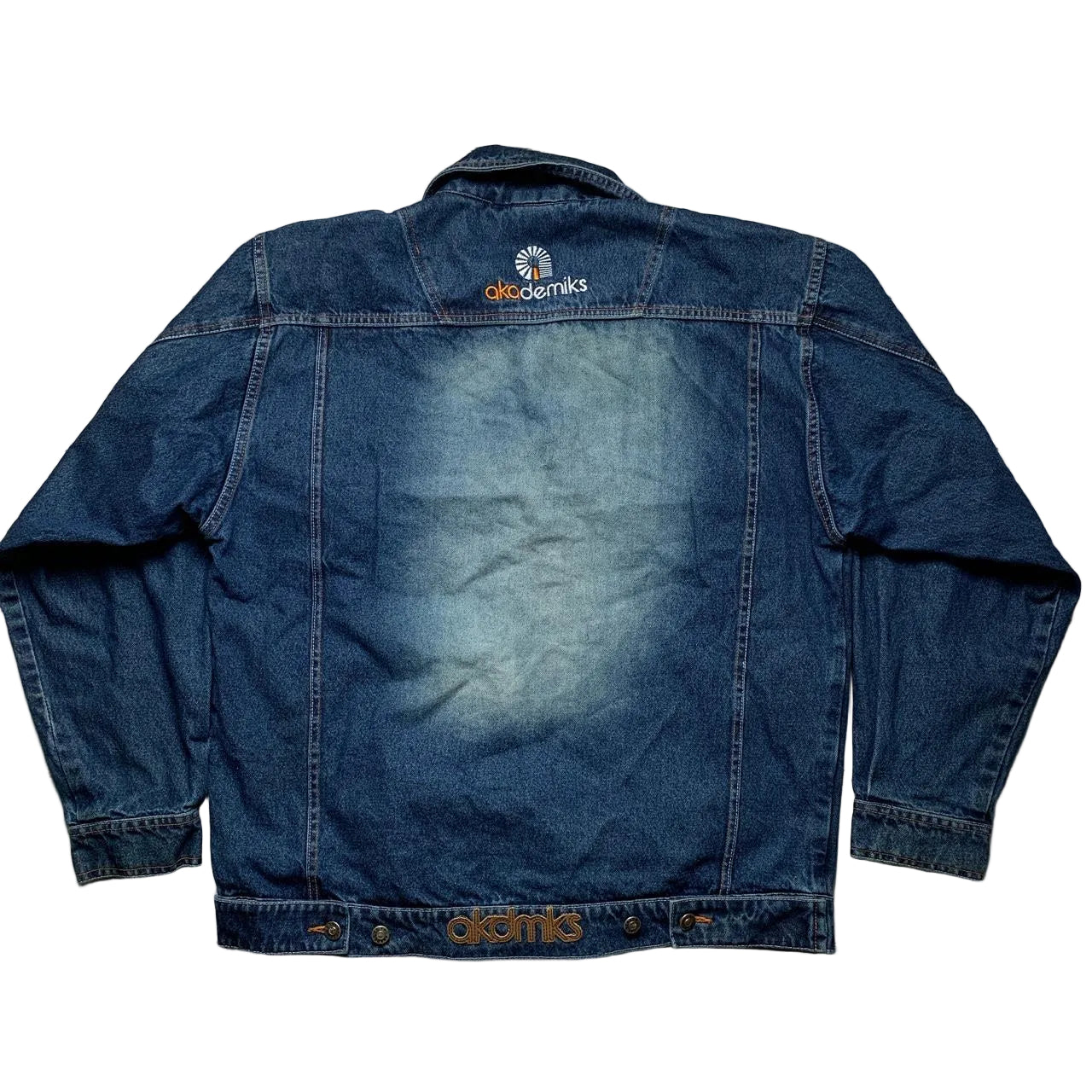 Akademiks Vintage Navy Stonewash Denim Jacket (XL)