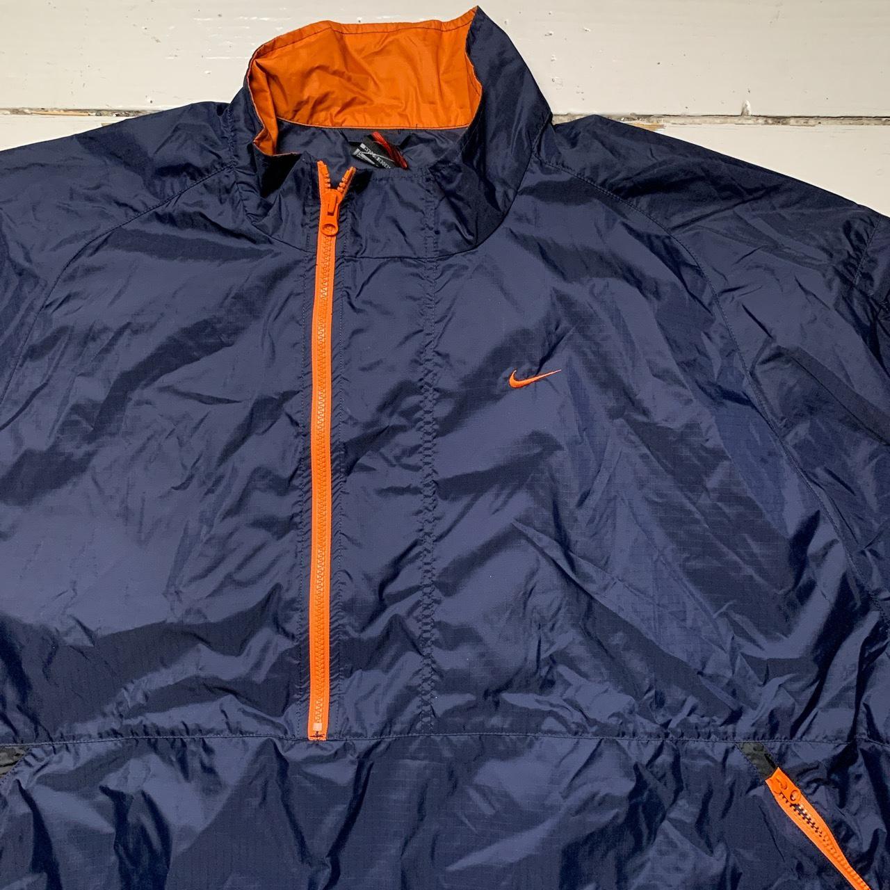 Nike Vintage 90’s Navy and Orange Swoosh Shell Tracksuit Half Zip Skidoo Jacket