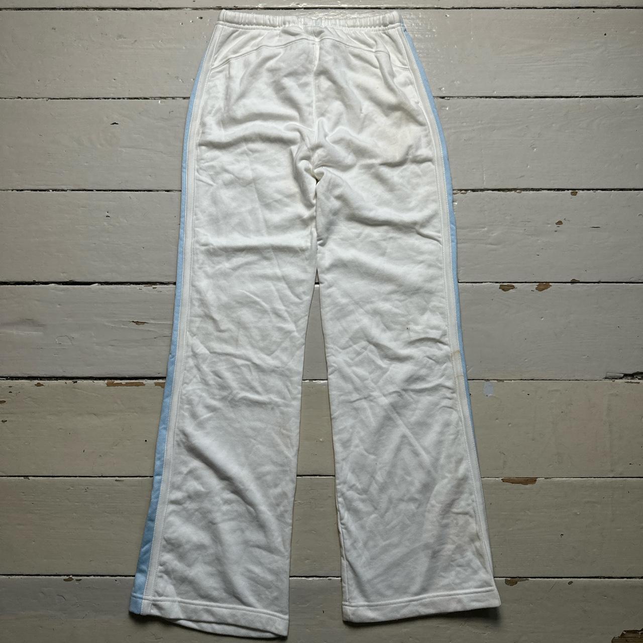 Nike Vintage White and Baby Blue Y2K Tracksuit Bottoms