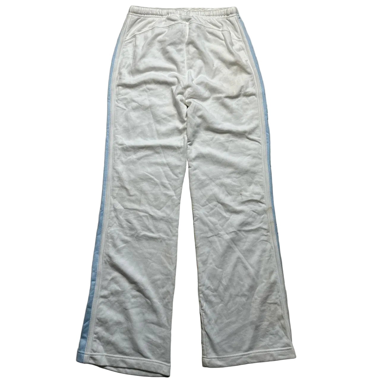 Nike Vintage White and Baby Blue Y2K Tracksuit Bottoms (S)
