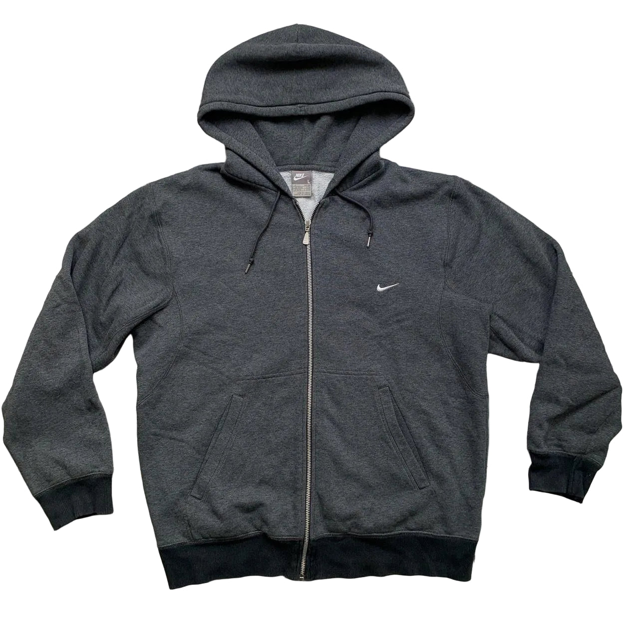 Nike Swoosh Grey and White Vintage Hoodie (L)