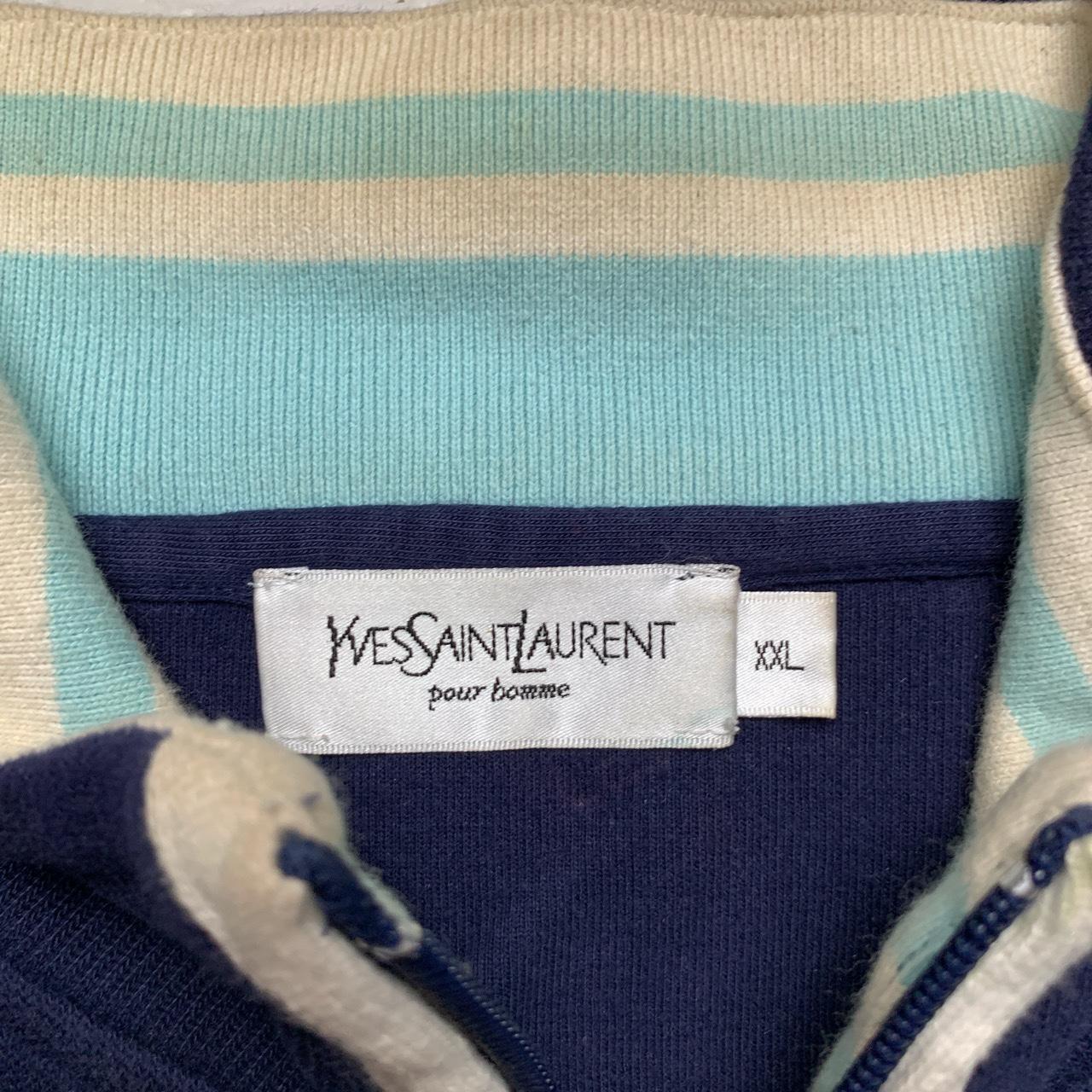 YSL Yves Saint Laurent Vintage Zip Jumper Navy Cream and Baby Blue