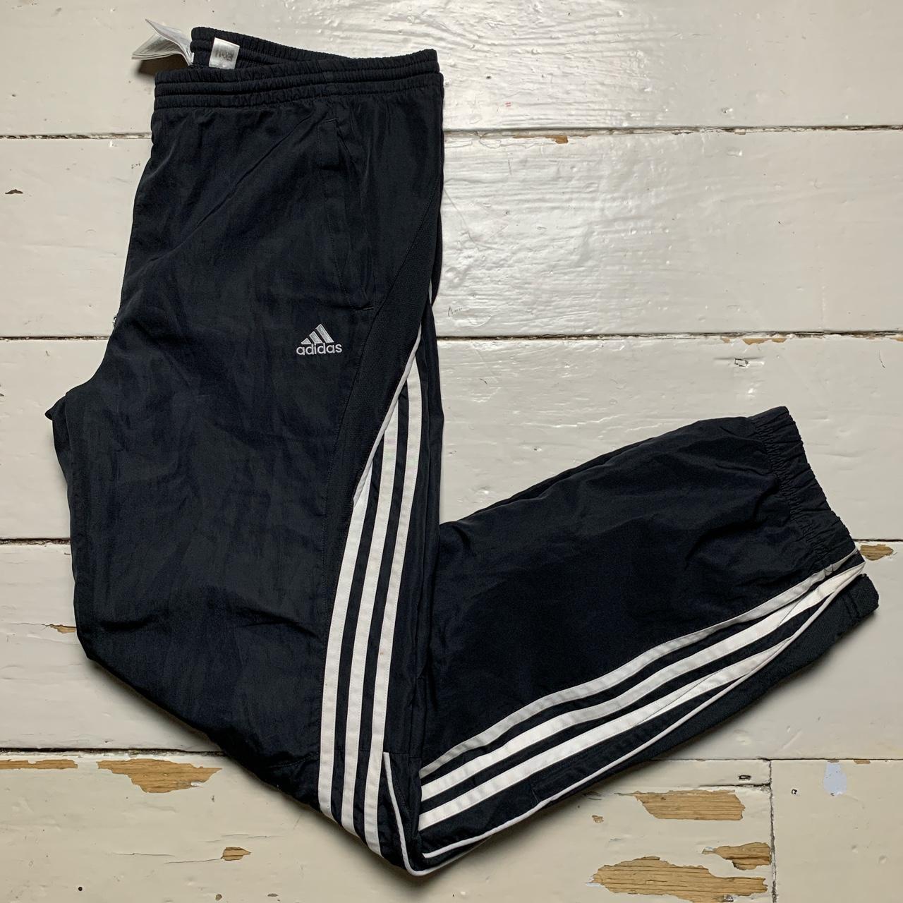Adidas Climalite Vintage Baggy Black and White Shell Track Pant Bottoms