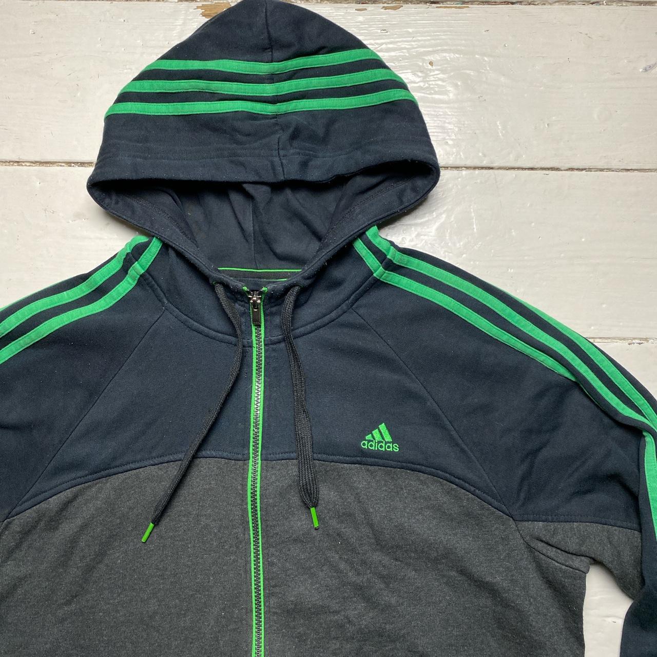 Adidas Performance Essentials Black Grey and Green Hoodie