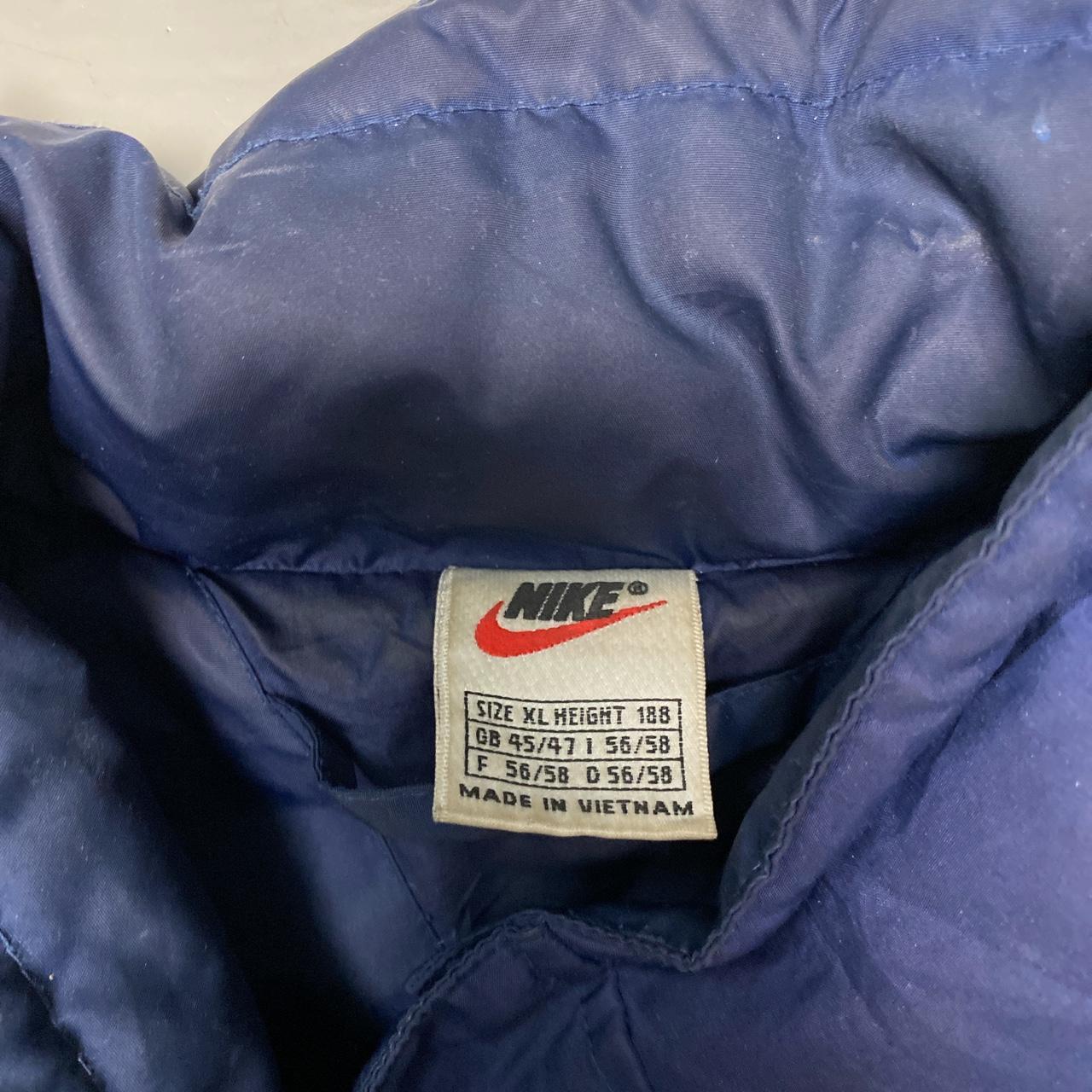 Nike Vintage 90’s Bomber Puffer Coat Navy and White Big Swoosh