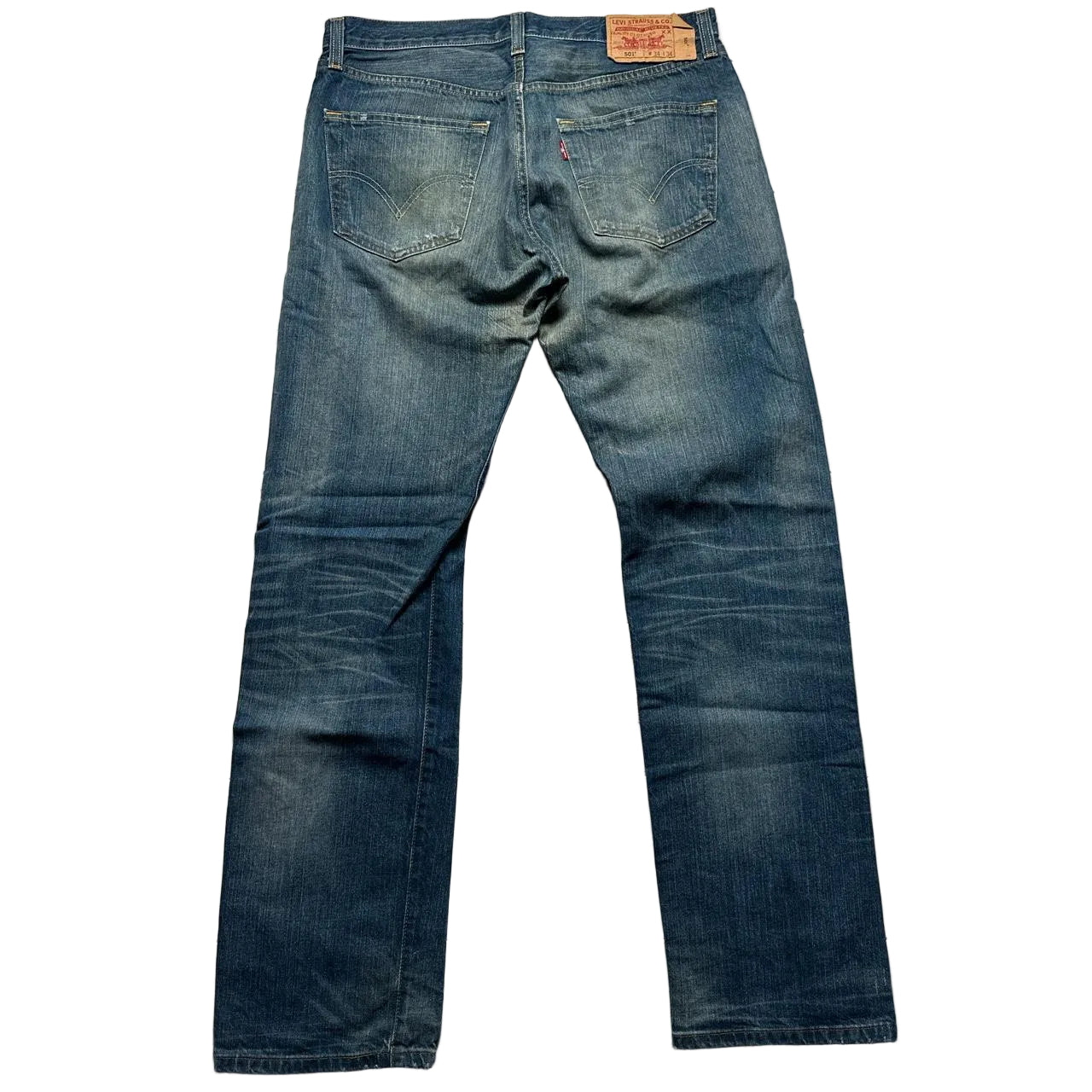 Levis 501 Navy Stonewashed Vintage Baggy Jeans (34W)