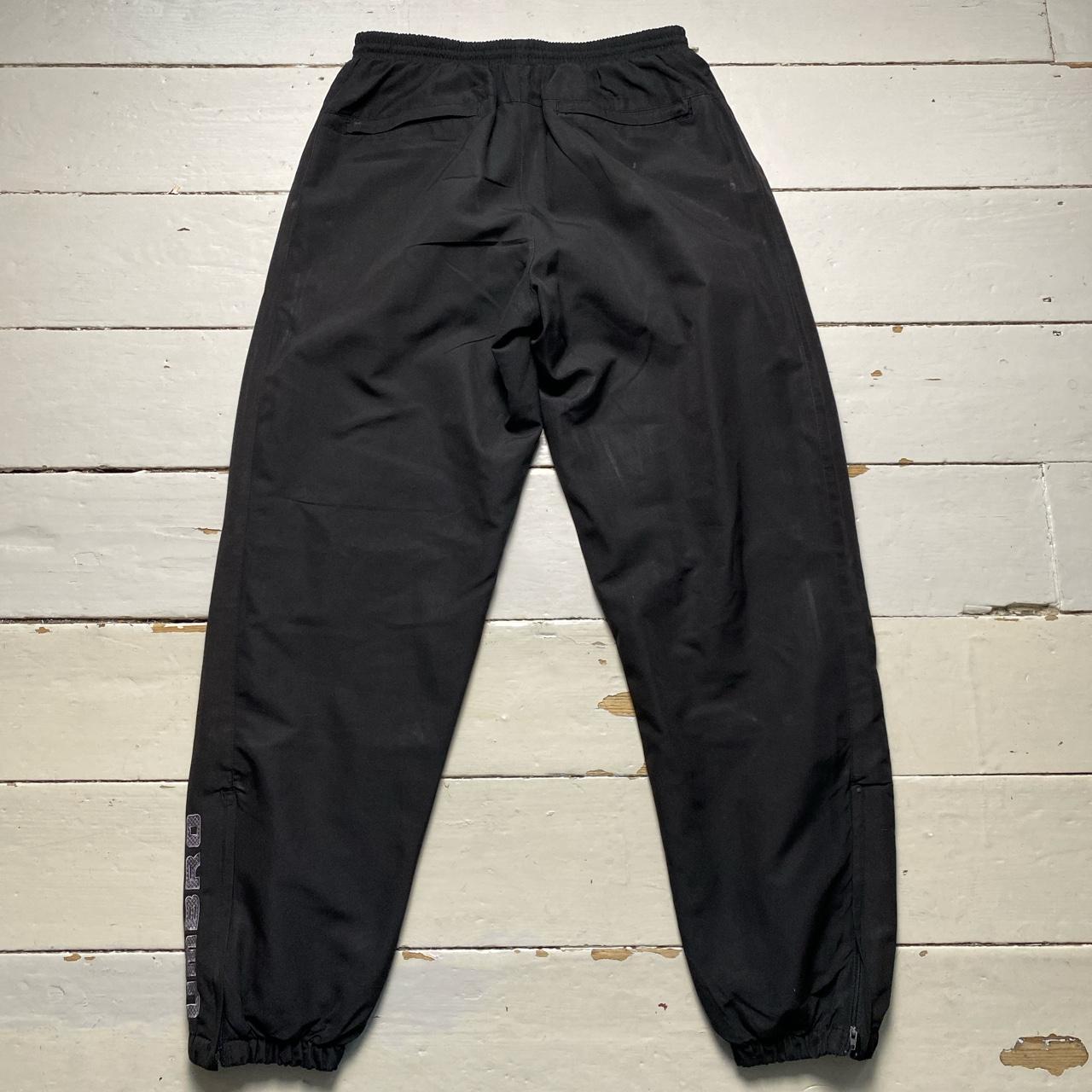 Umbro Black Baggy Track Pant Shell Bottoms Black and Grey