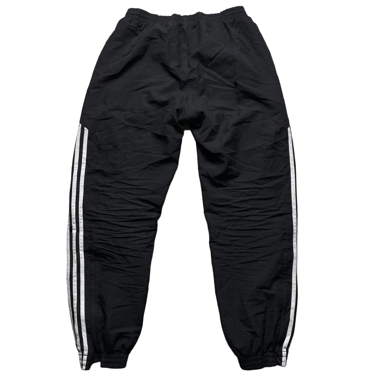 Adidas Black and White 3 Stripe Shell Trackpant Bottoms (S)