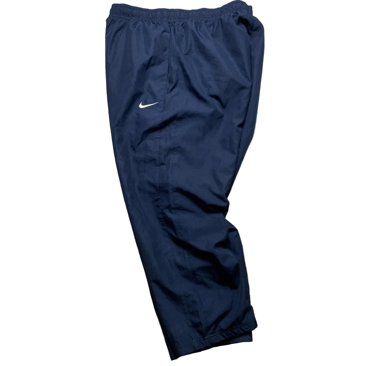 Nike Swoosh Navy and White Baggy Shell Trackpant Bottoms (XL)