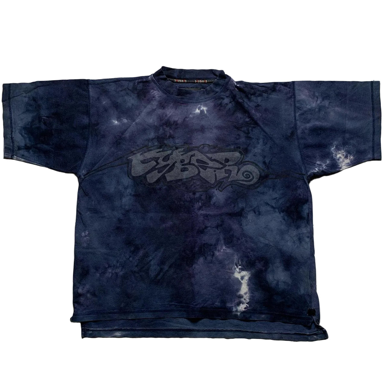 Bad Mad Hardwear Vintage 90’s Tie Dye Graffiti Skeleton T Shirt Navy (2XL)