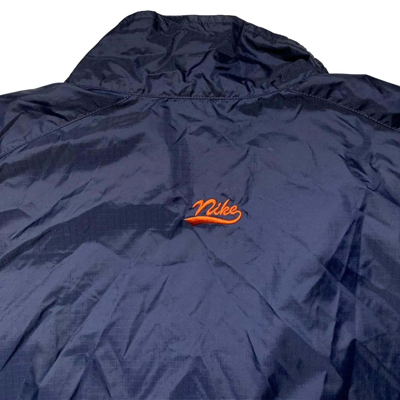 Nike Vintage 90’s Navy and Orange Swoosh Shell Tracksuit Half Zip Skidoo Jacket (2XL)