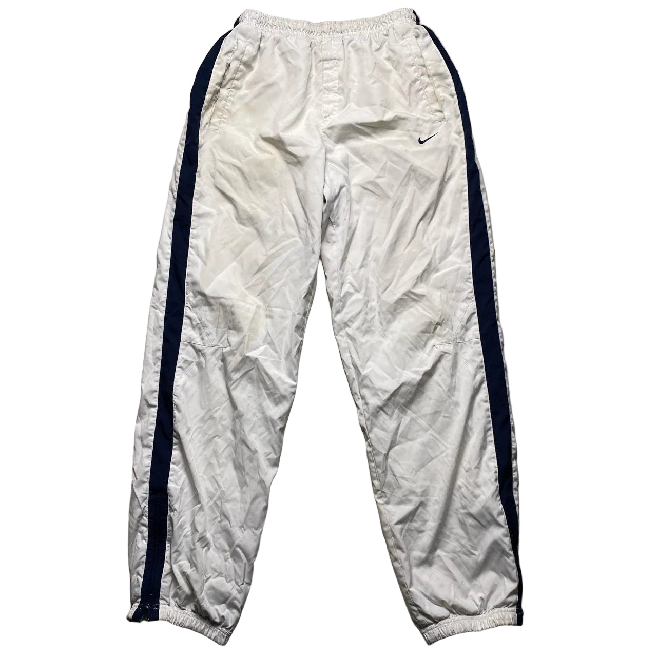 Nike Athletic Vintage Shell Trackpant Bottoms White and Blue (S)