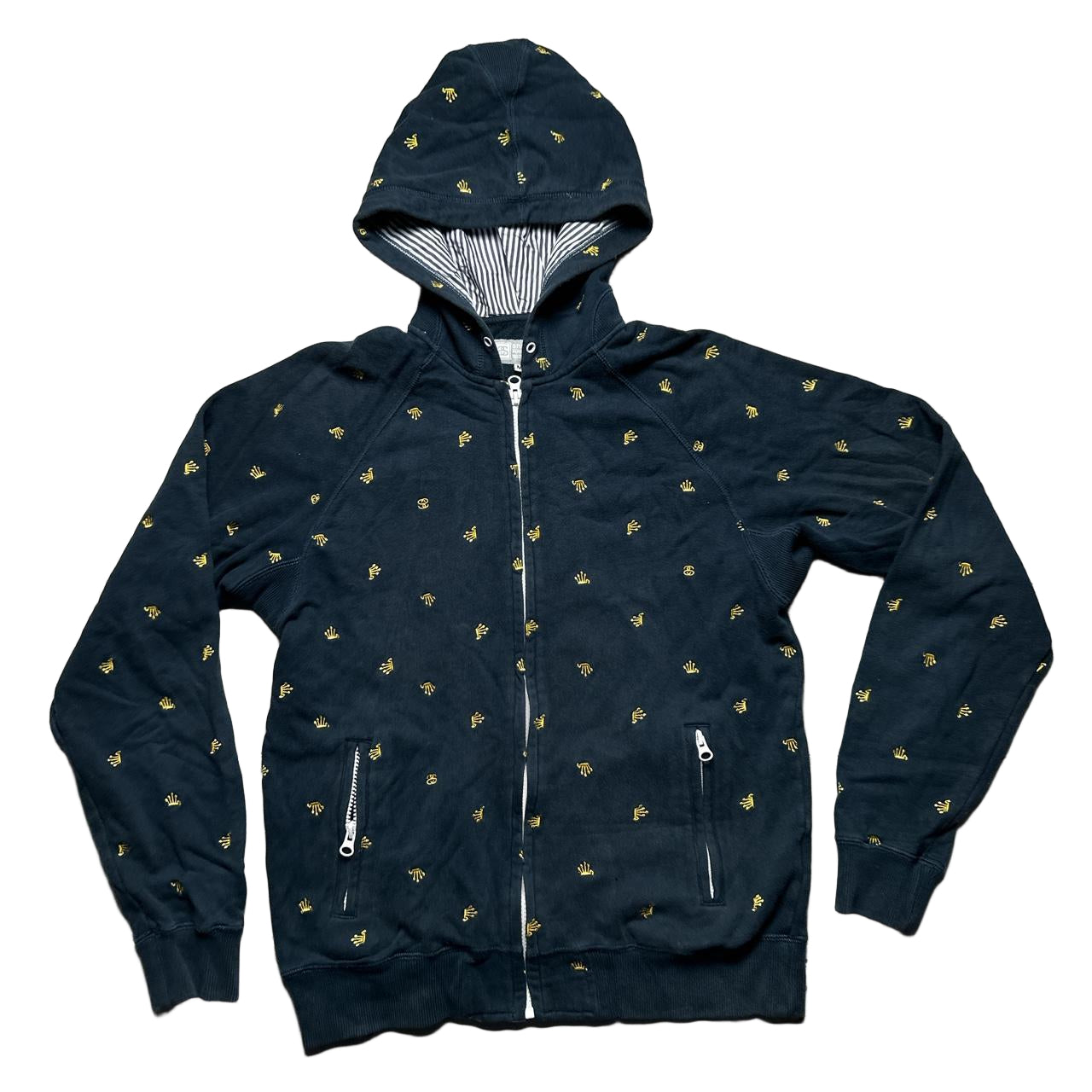 Stussy Multi SS Crown Embroidered Hoodie Navy and Yellow (M)