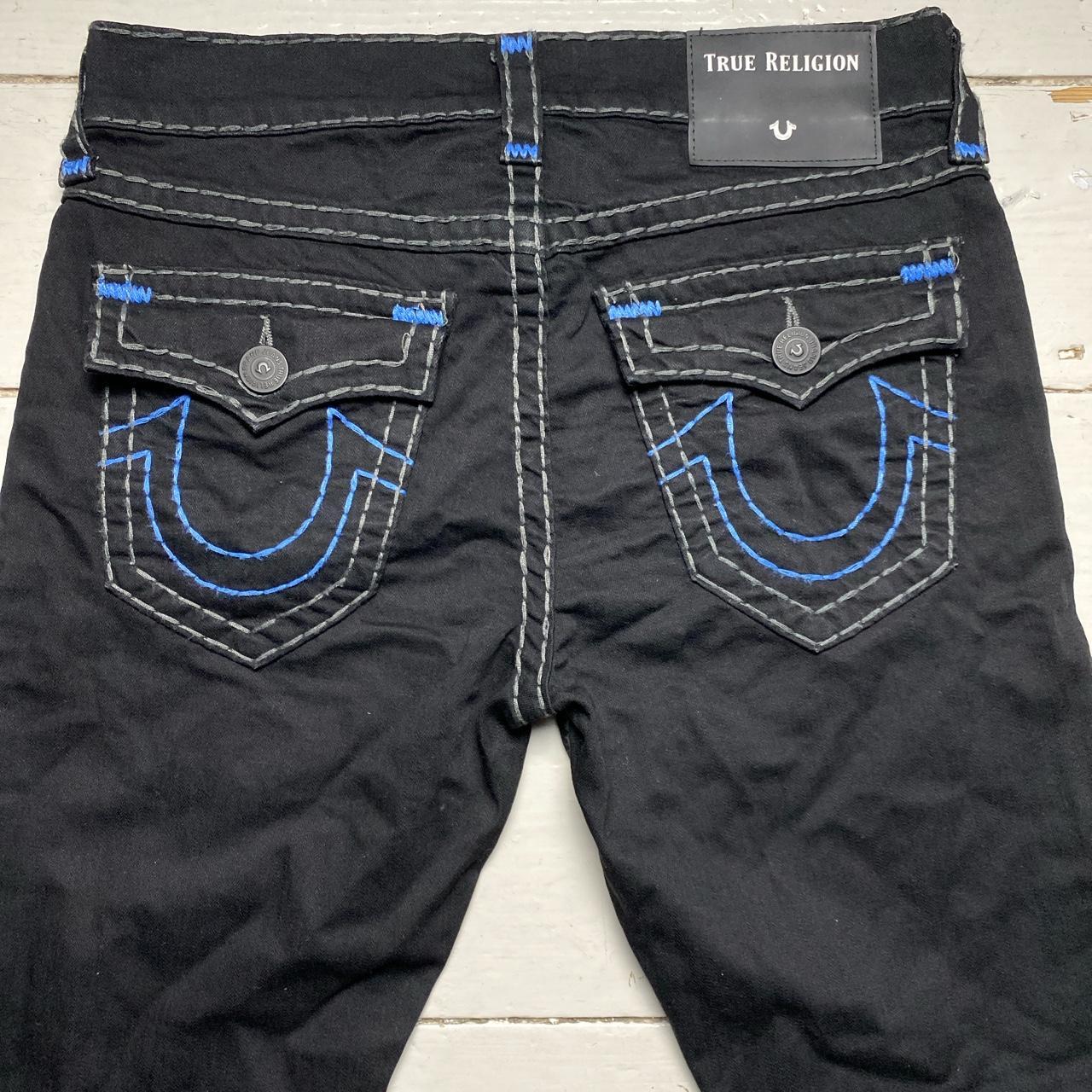 True Religion Black Blue and Grey Big Stitch Ricky Jeans (32W)