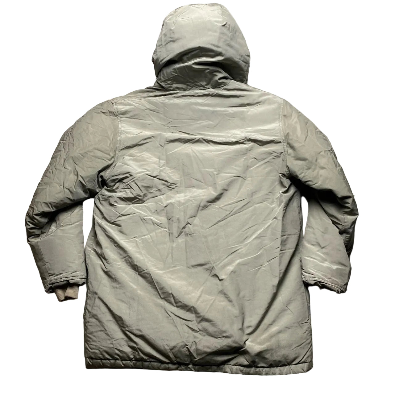 Woolrich John Rich and Bros Light Khaki Green Parka Fur Trim Coat (L)