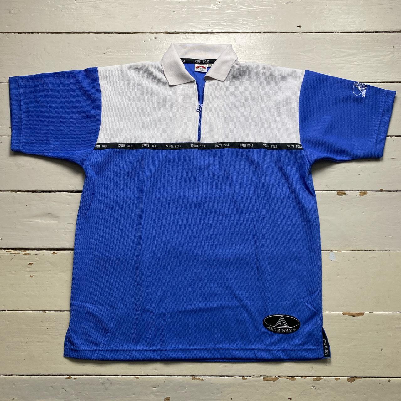 South Pole Vintage Light Blue and White Polo Shirt