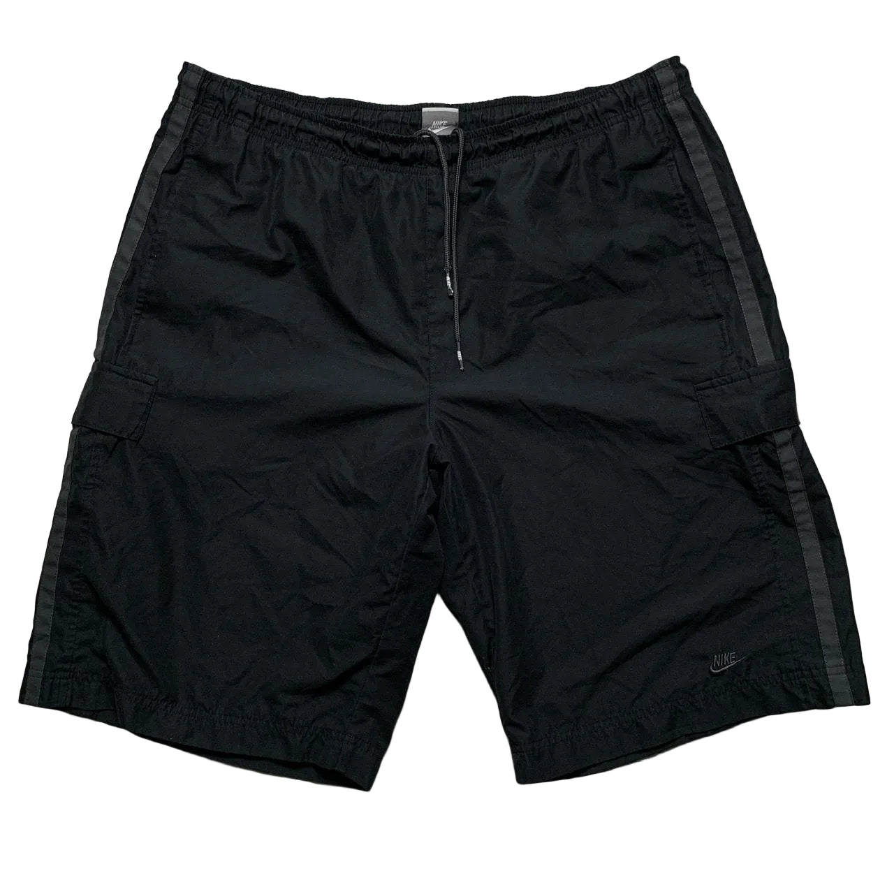Nike Vintage Cargo Shell Shorts Black and Grey Swoosh (XL)