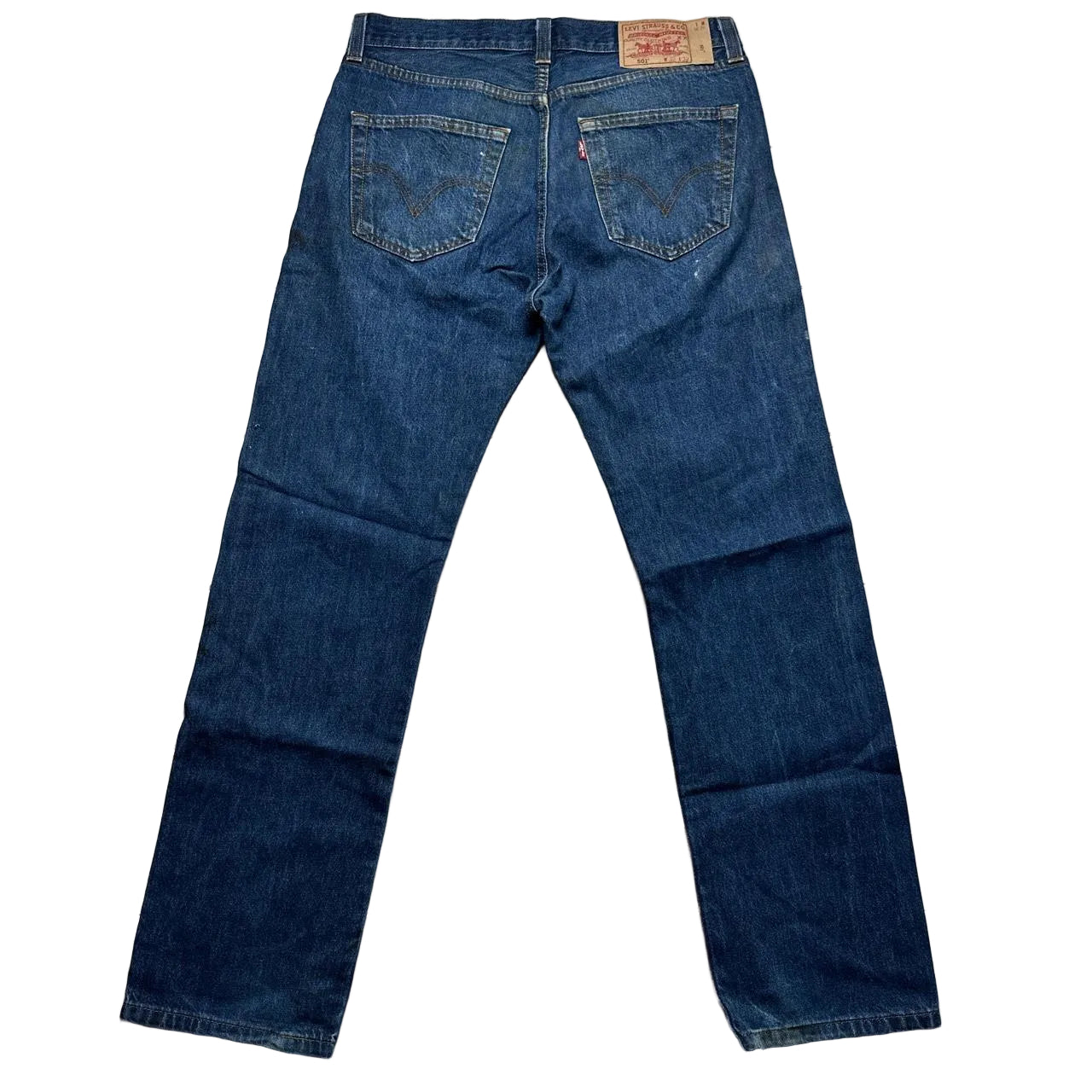 Levis 501 Vintage Navy Distressed Jeans (32W)