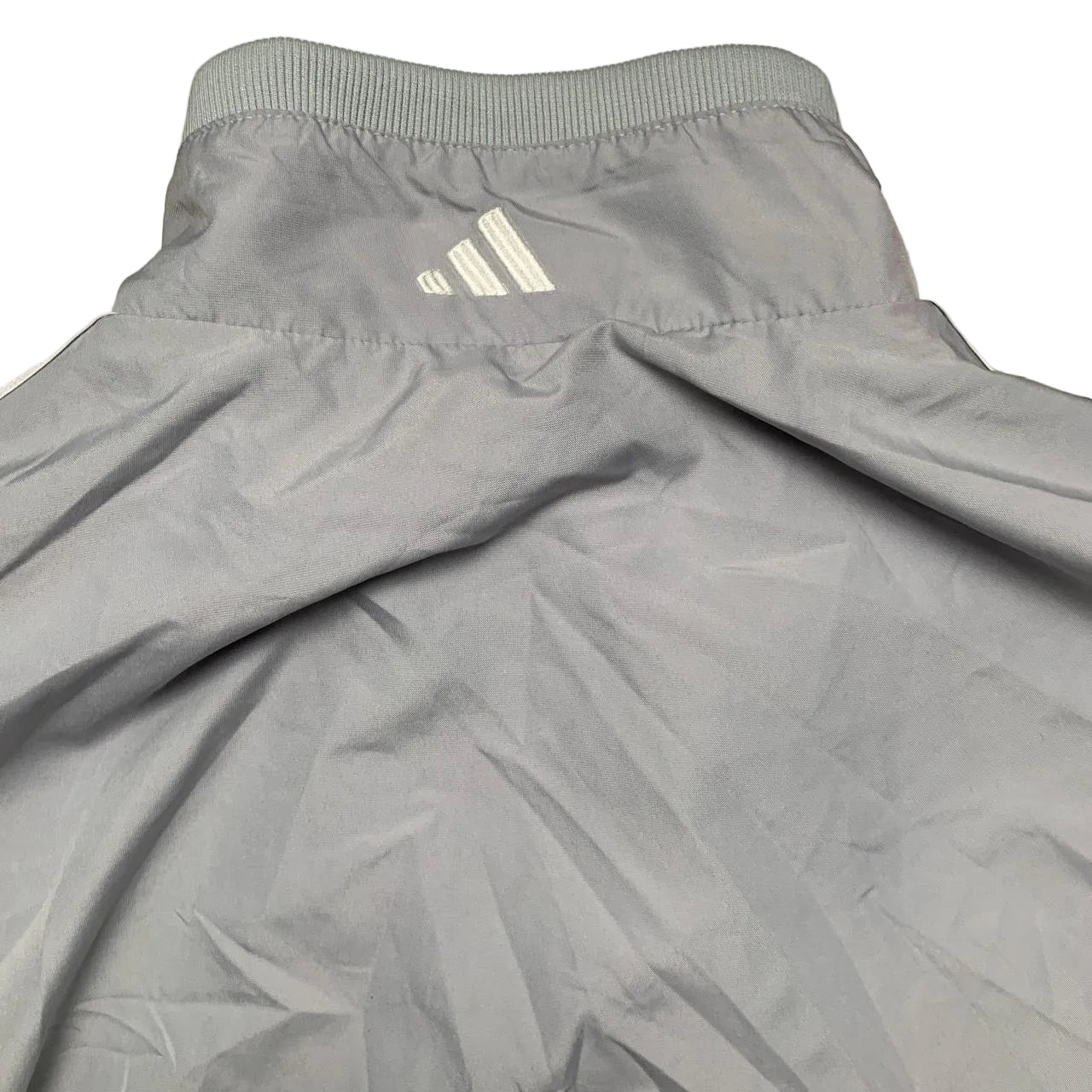 Adidas Vintage Silver Grey and White Shell Tracksuit Jacket (L)