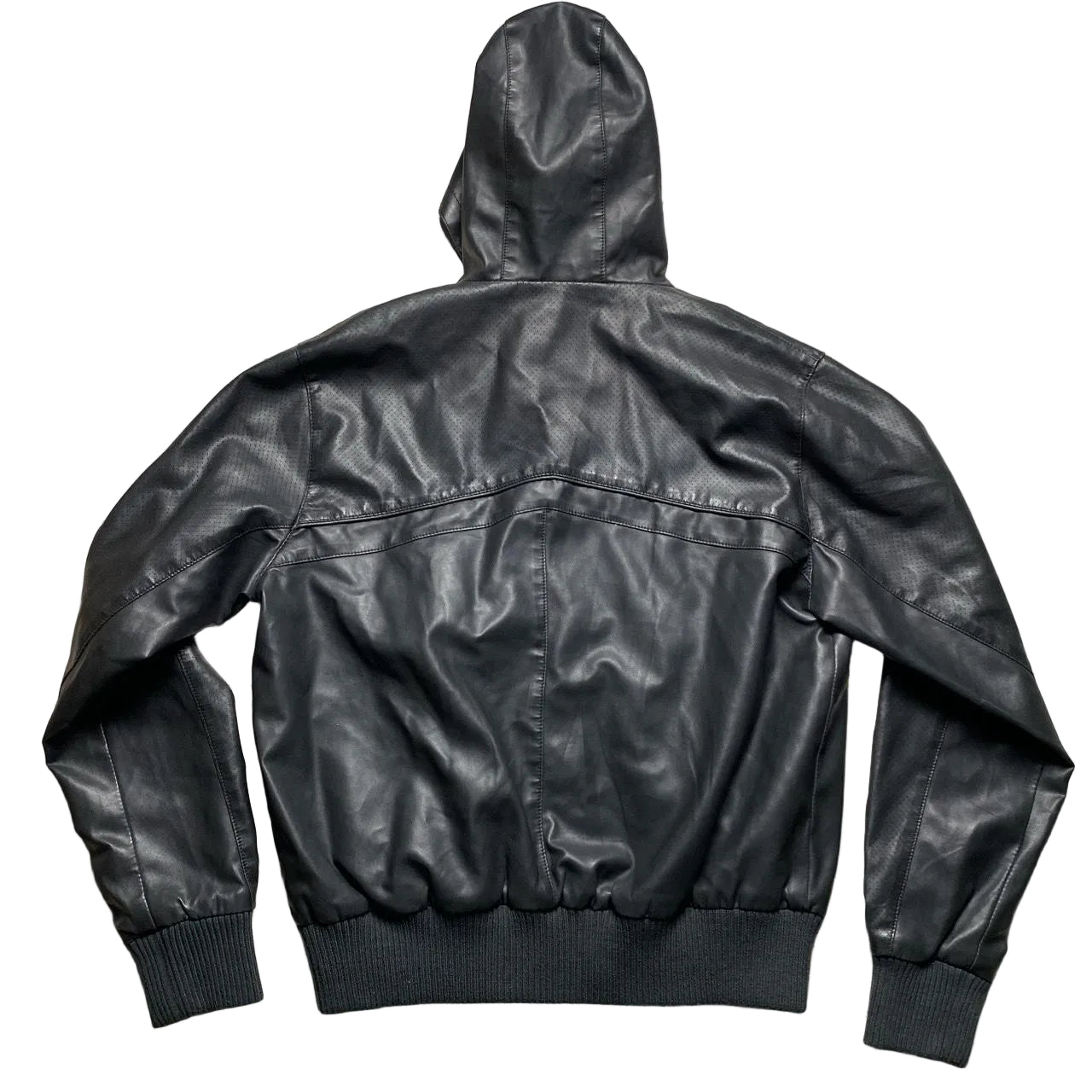 Bench Leather Hooded Jacket Black (L)