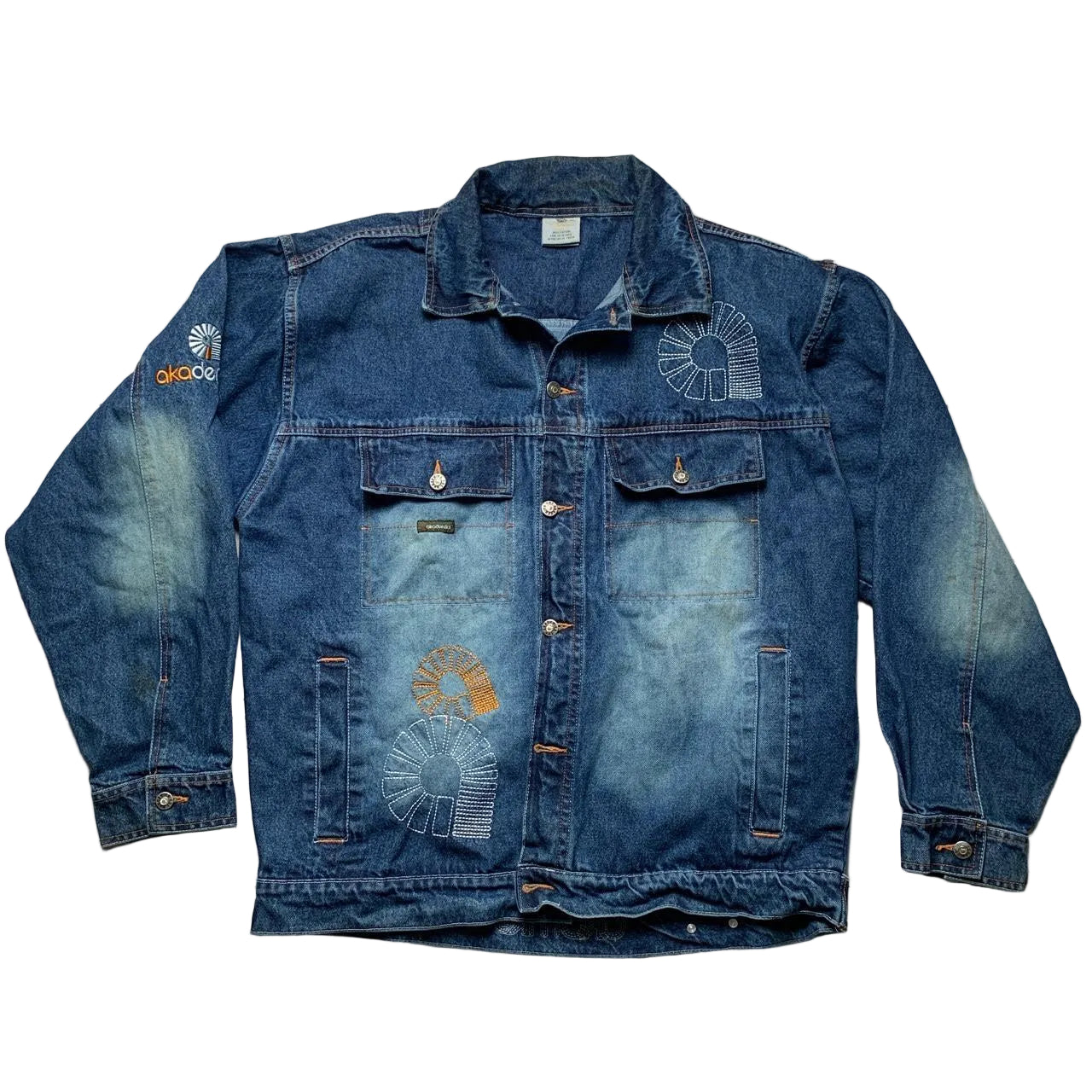 Akademiks Vintage Navy Stonewash Denim Jacket (XL)