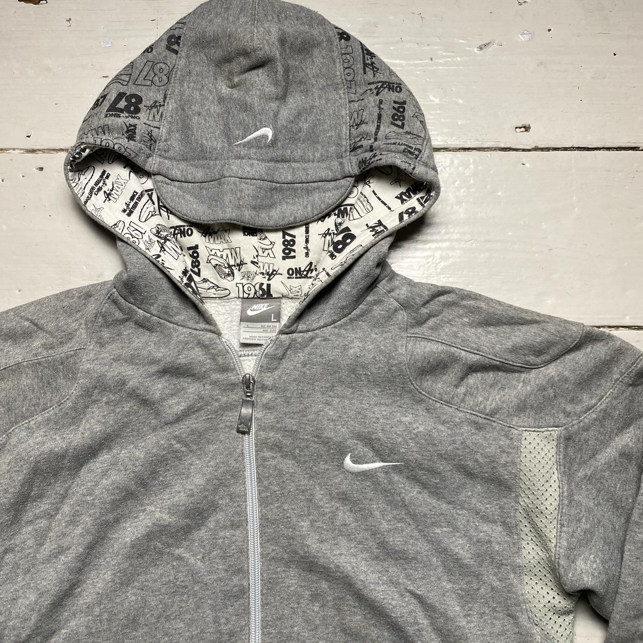 Nike Air Max Vintage Grey Black and White Embroidery Hoodie