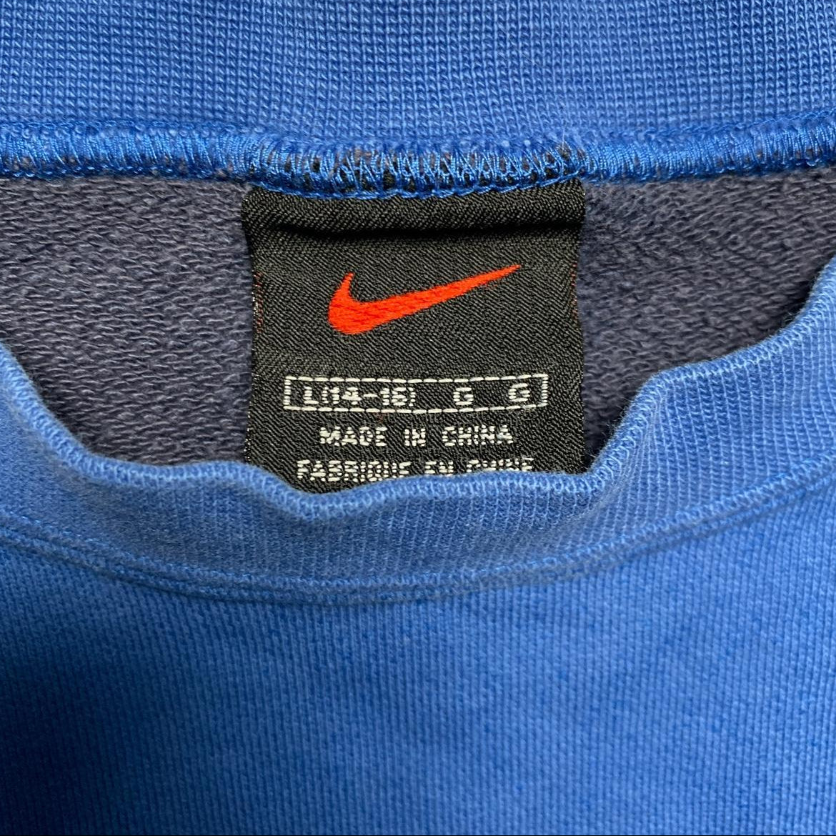 Nike Vintage 90’s Blue Navy White and Green Swoosh Jumper (S)