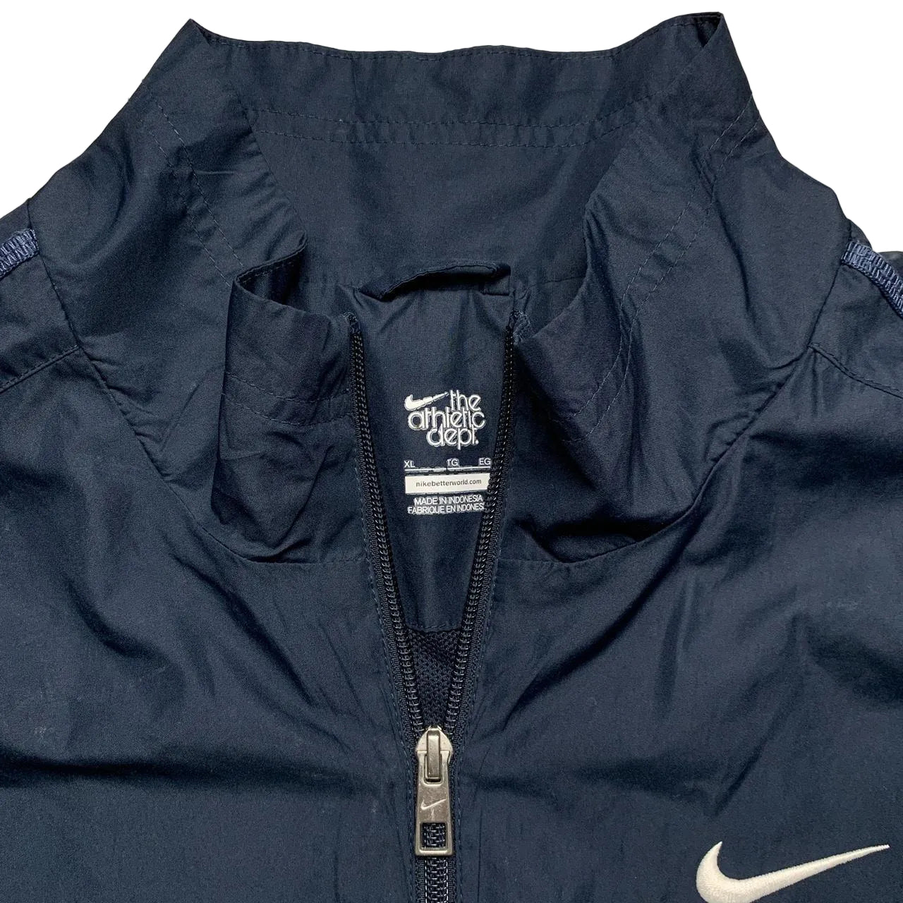 Nike Athletic Department Navy and White Shell Tracksuit Jacket (XL)