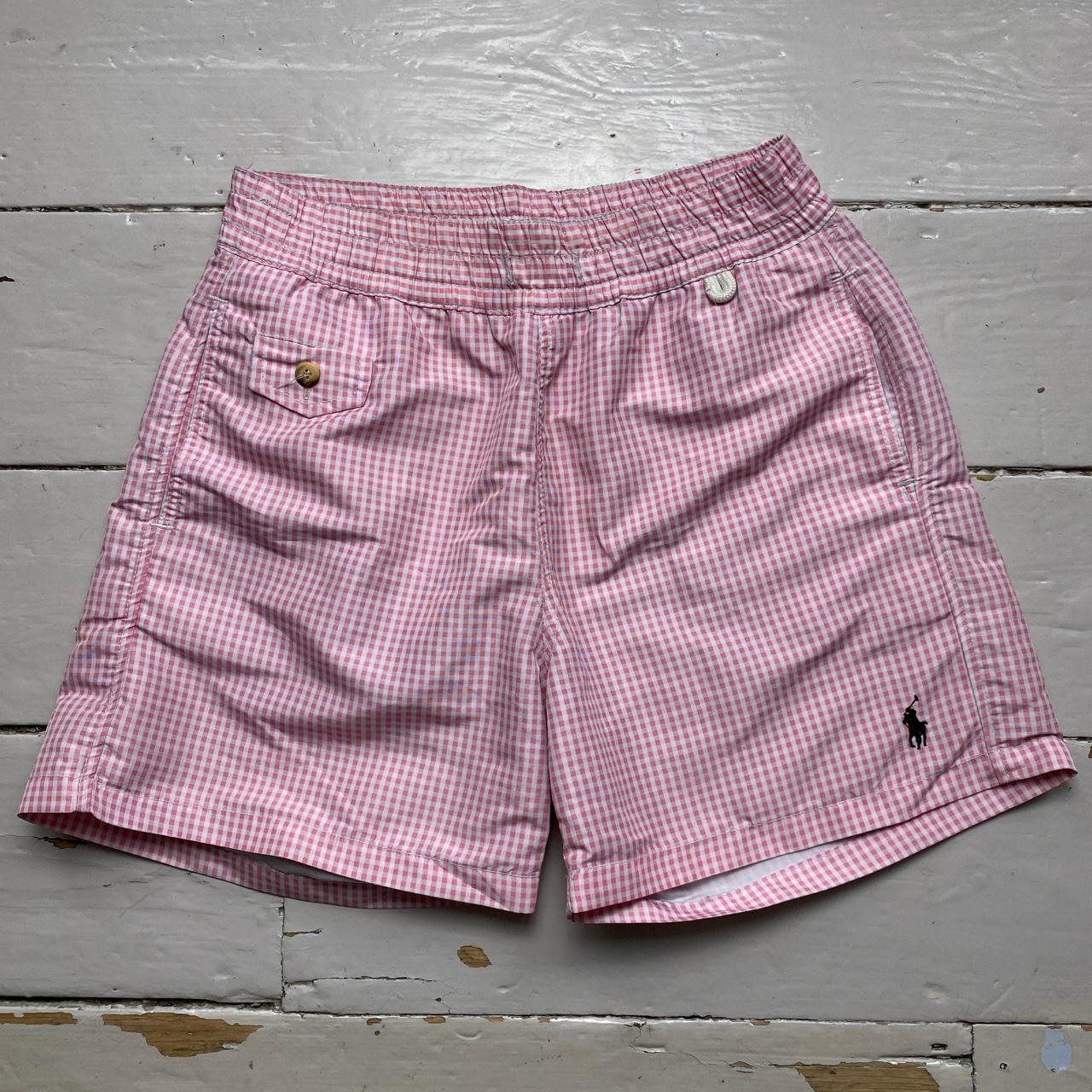 Ralph Lauren Polo Checked Pink and White Swim Shorts