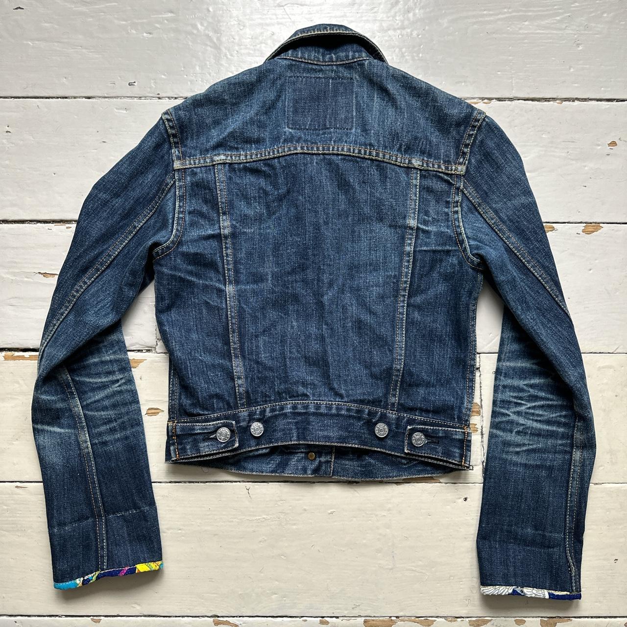 Evisu Womens Vintage Denim Daicock Swoosh Floral Jacket