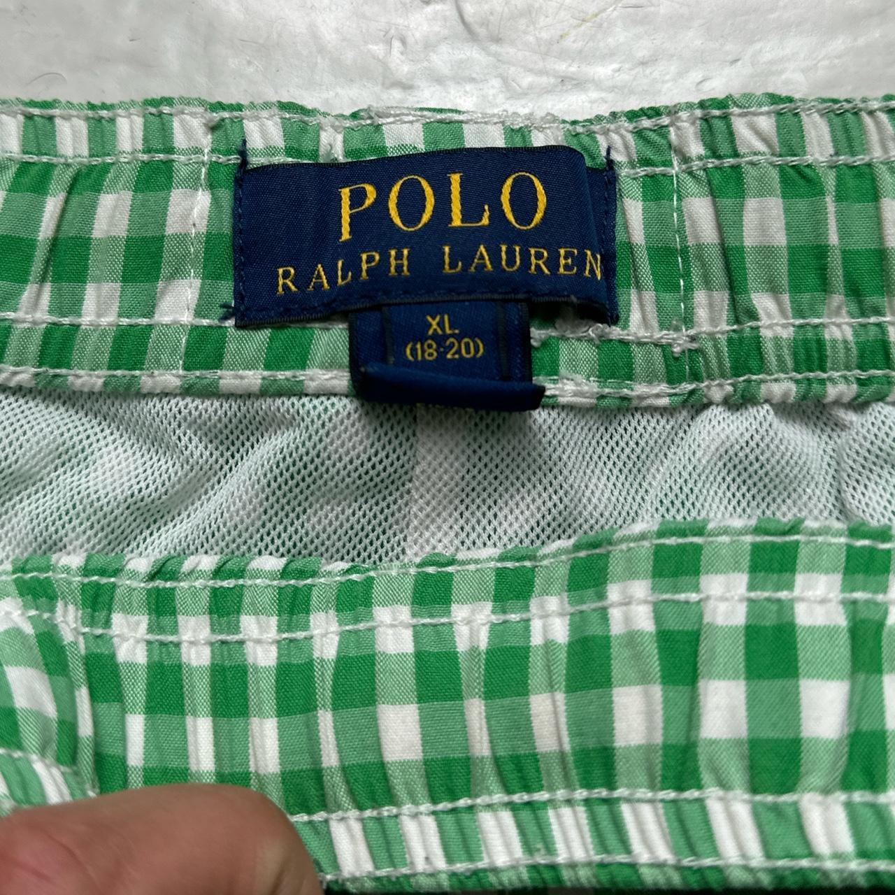 Ralph Lauren Polo Checked Swim Shorts Green and White