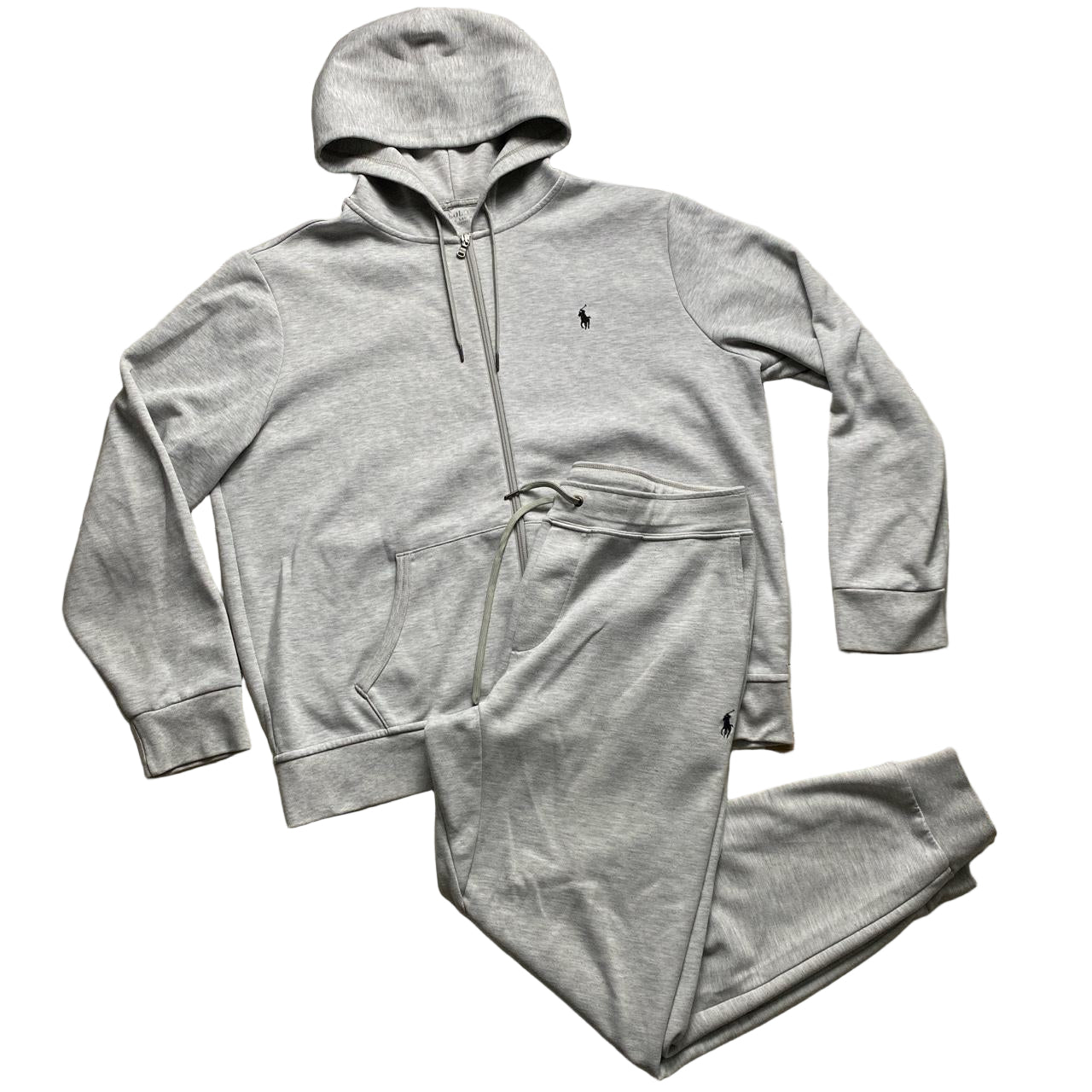 Ralph Lauren Polo Heather Grey and Black Pony Newer Season Full Tracksuit (L/XL)