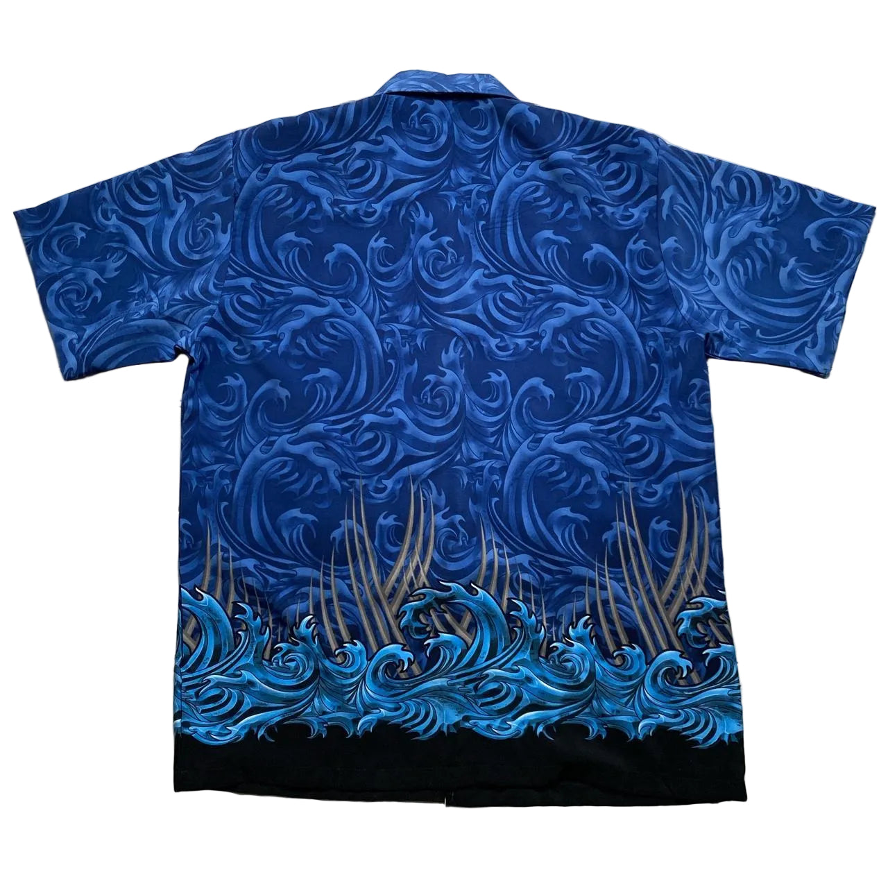 ODO Vintage y2k Flames and Waves Japanese Silk Shirt (M)