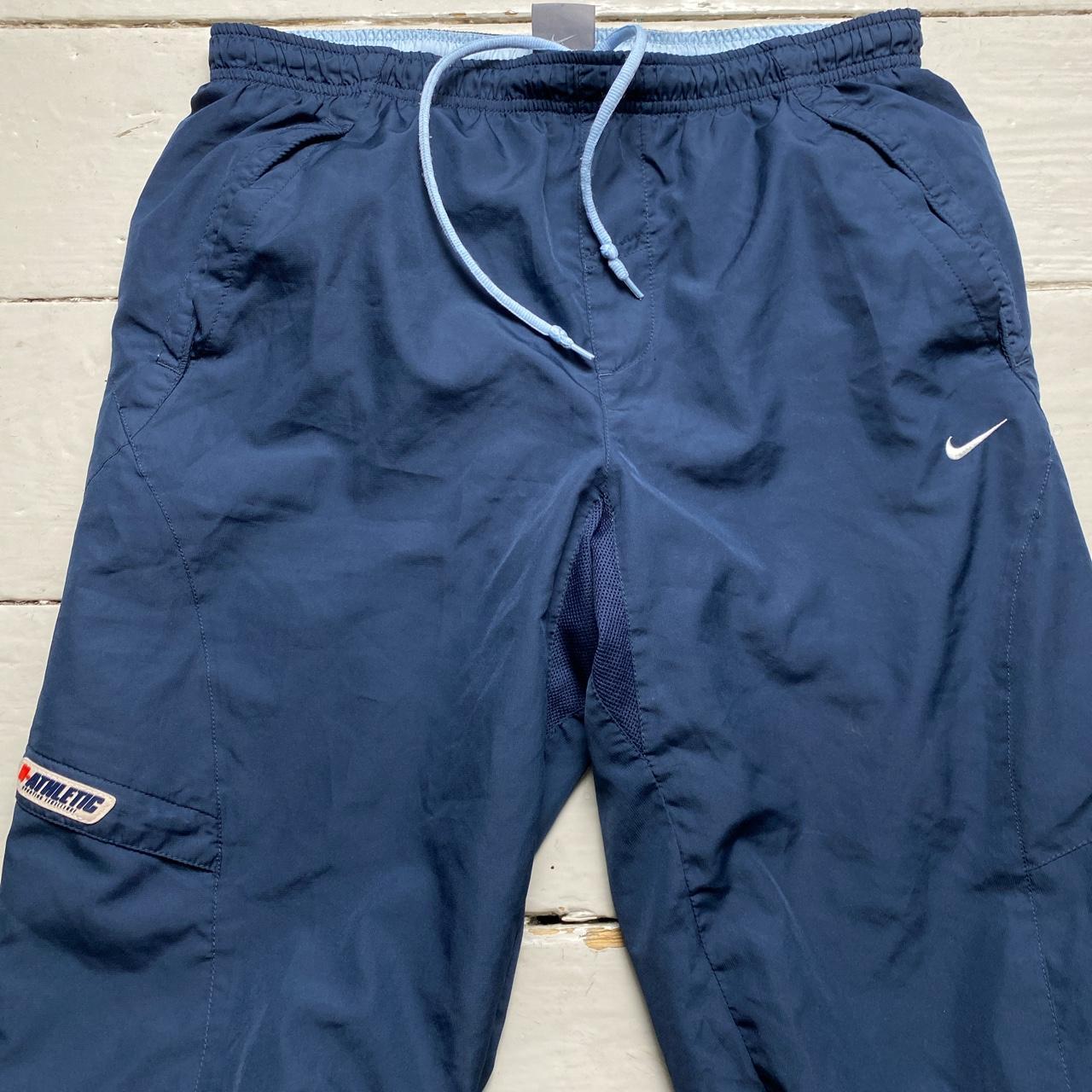 Nike Athletic Vintage Light Baby Blue and Navy Shell Trackpant Shorts