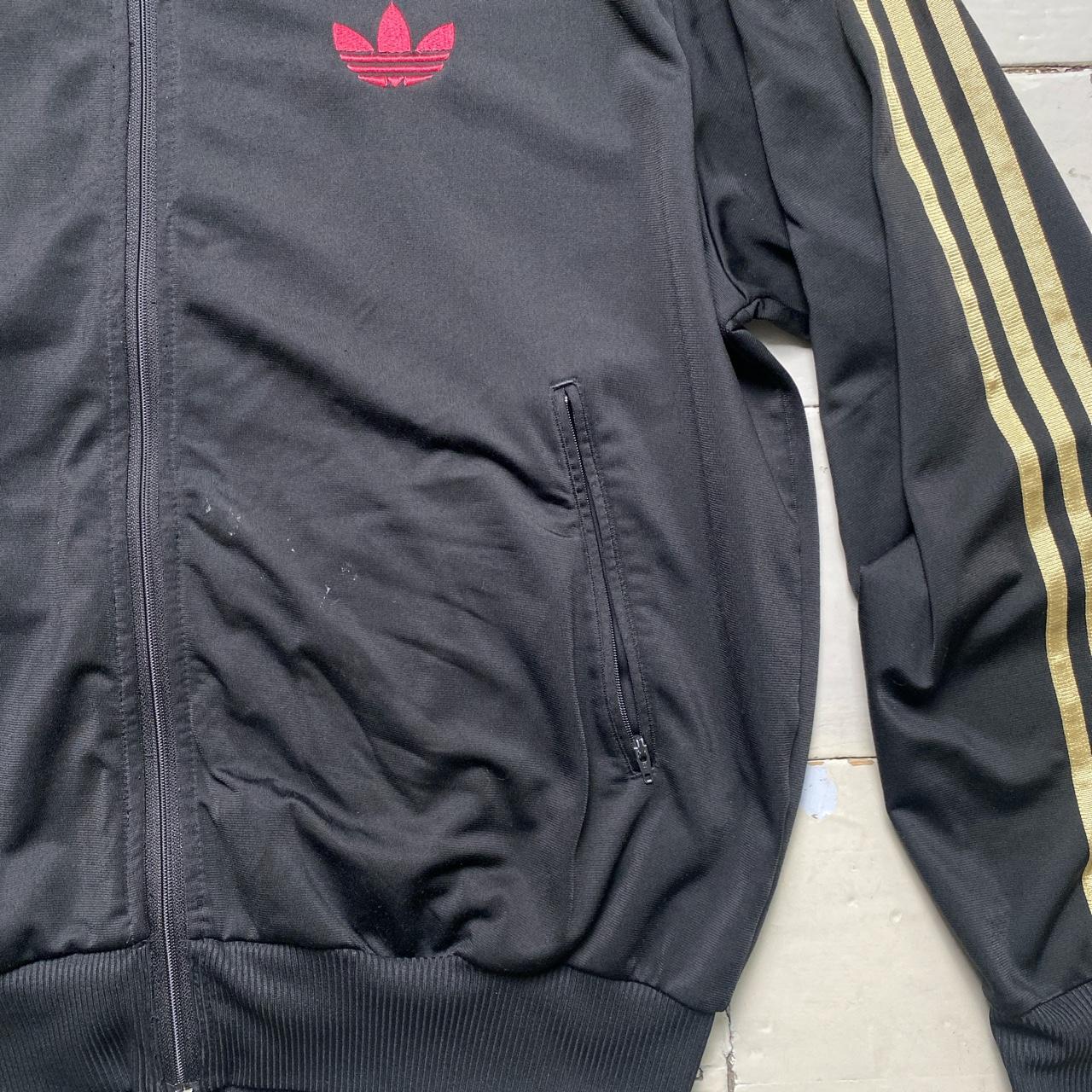 Adidas Originals Vintage Tracksuit Jacket Black Gold and Pink
