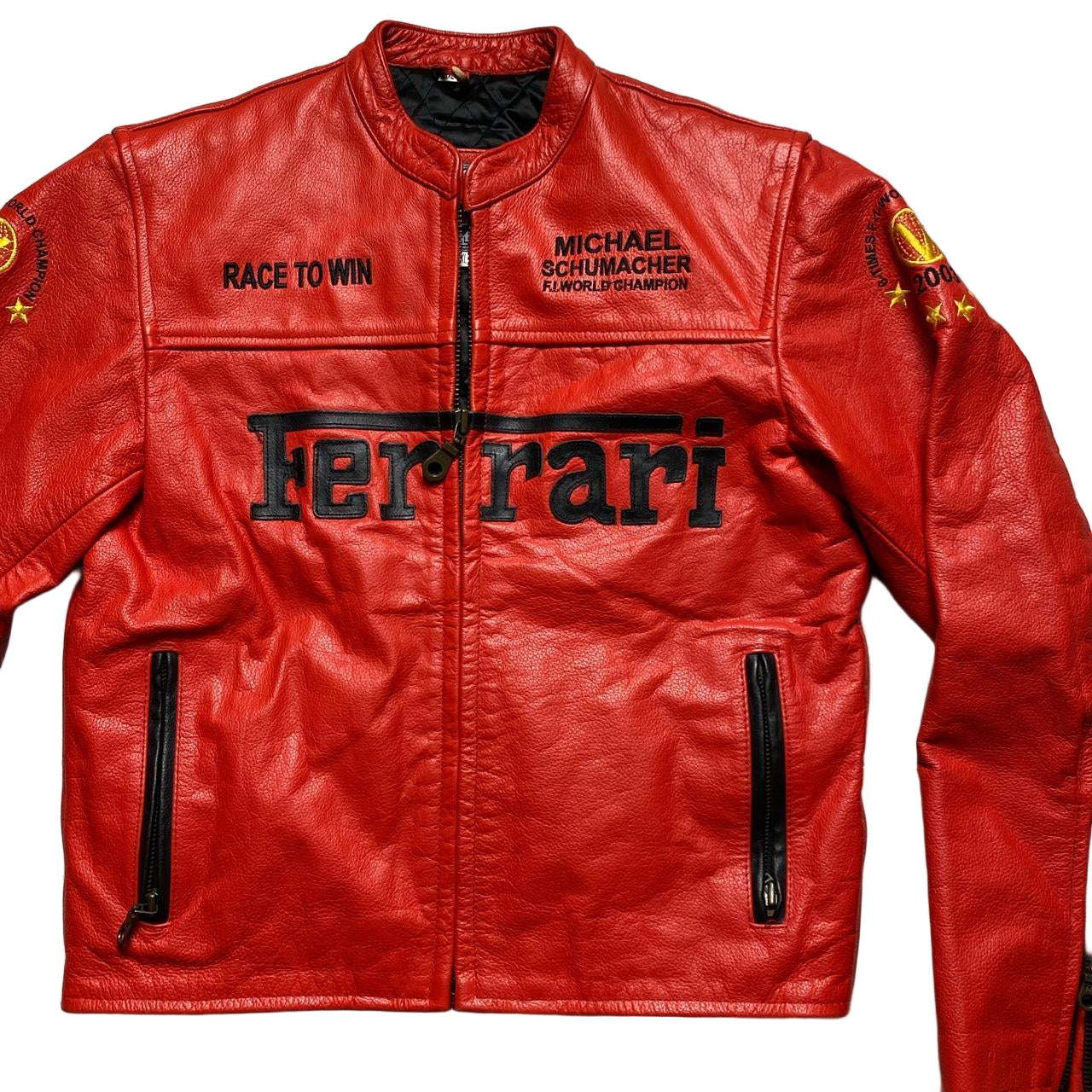 Ferrari Vintage Red Michael Schumacher 2003 Kids Leather Jacket (S)