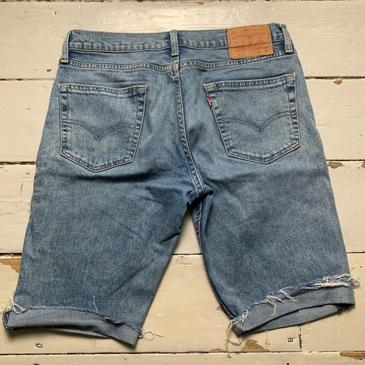 Levis 511 Light Blue Distressed Jean Short Jorts