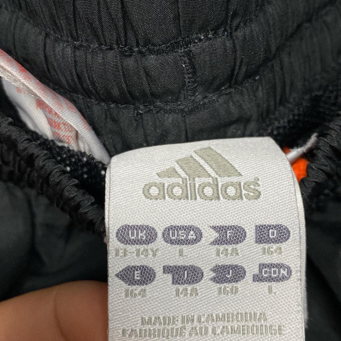 Adidas Vintage Shell Trackpant Bottoms Black White 3 Stripe and Orange (XS)