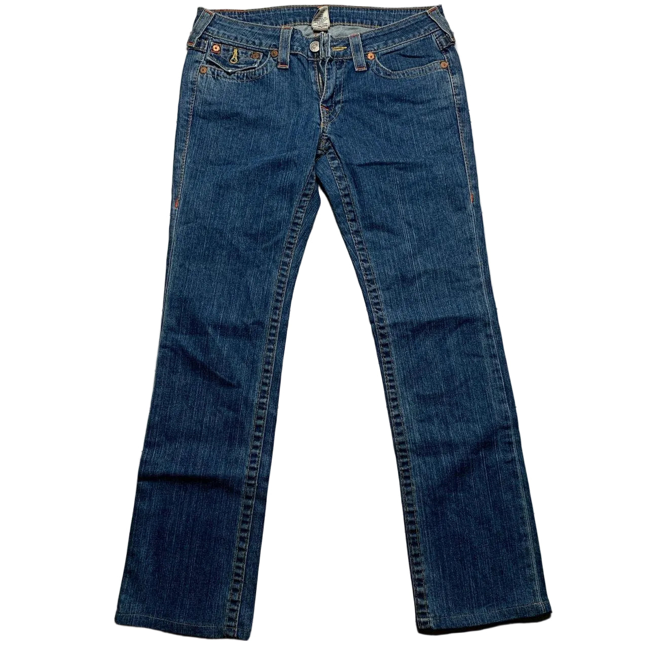 True Religion Billy Navy Yellow Stitch Womens Jeans (30W)