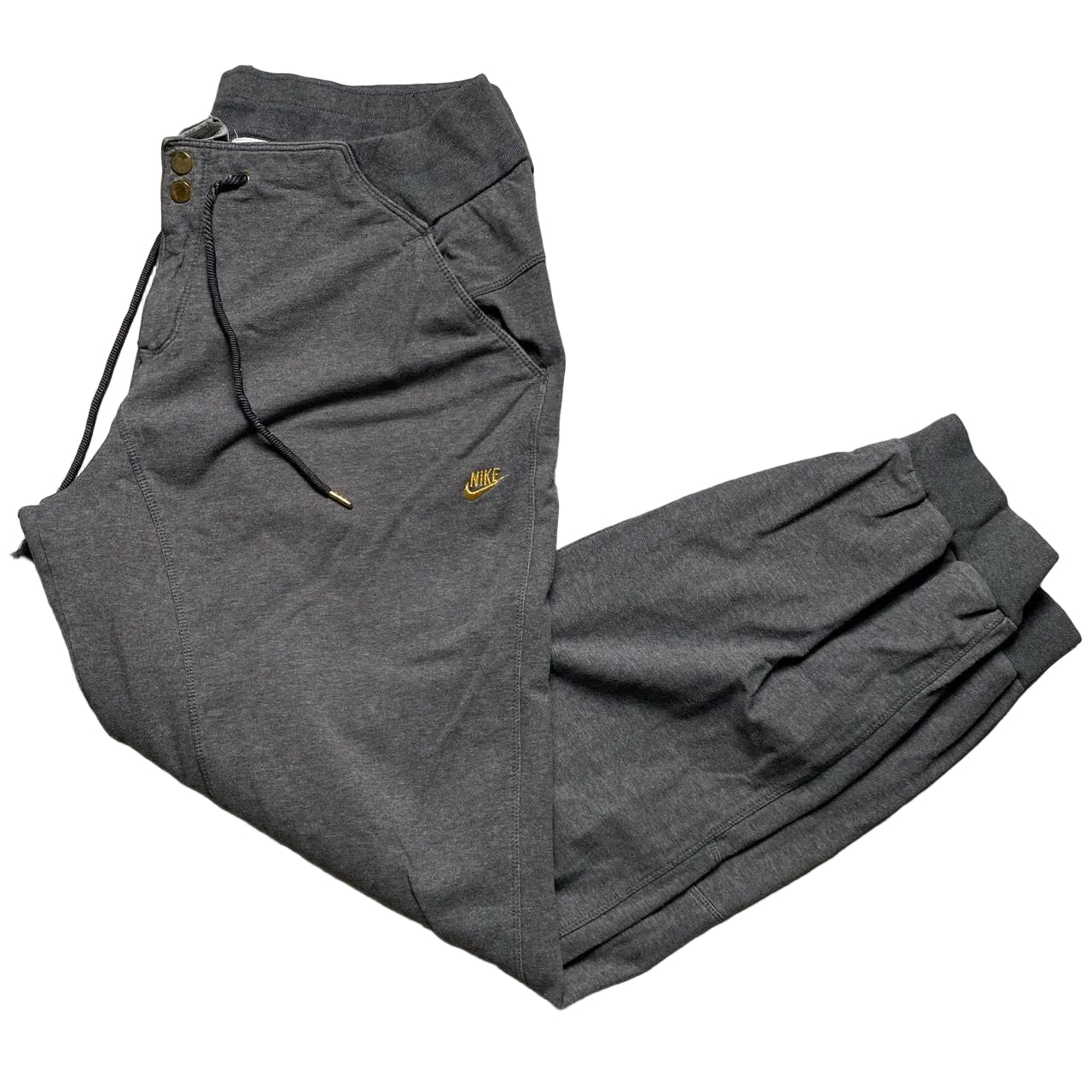 Nike Vintage Swoosh Grey and Yellow Baggy Joggers (XL)