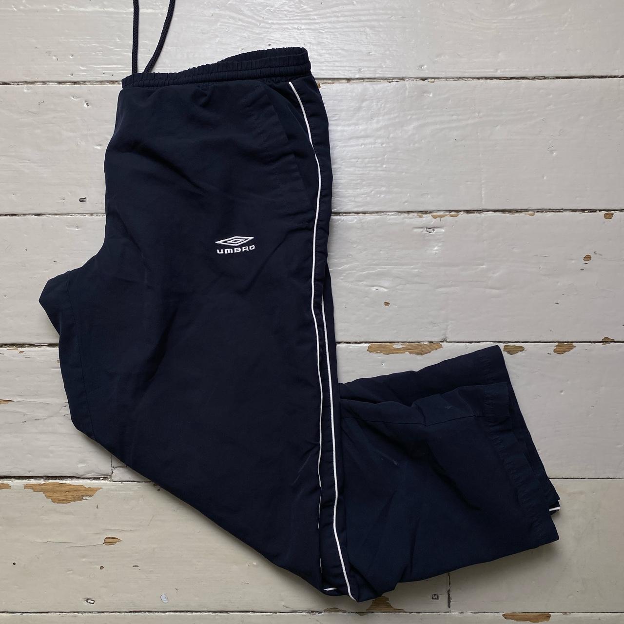 Umbro Navy and White Shell Baggy Track Pant Bottoms