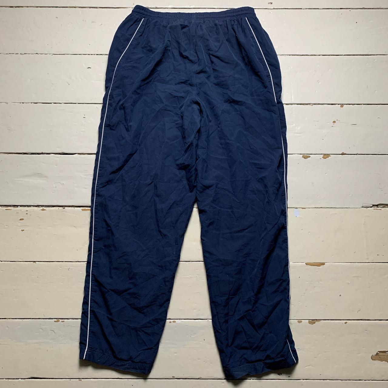 Umbro Navy and White Baggy Shell Bottoms with Spellout