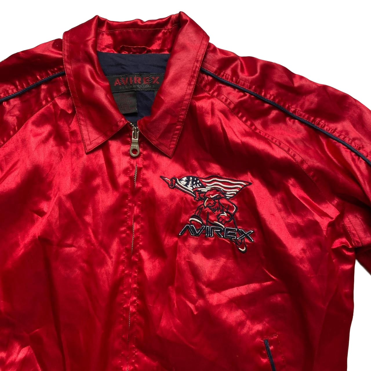Avirex Vintage Red Satin Bomber Jacket (M)