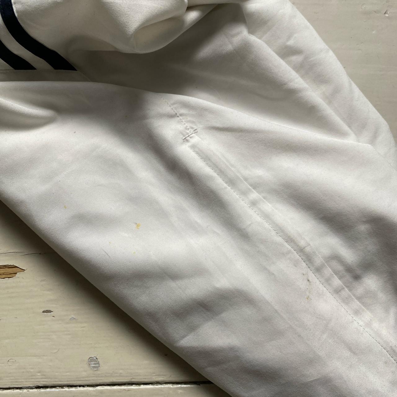 Adidas White and Navy Stripe Baggy Trackpant Shell Bottoms