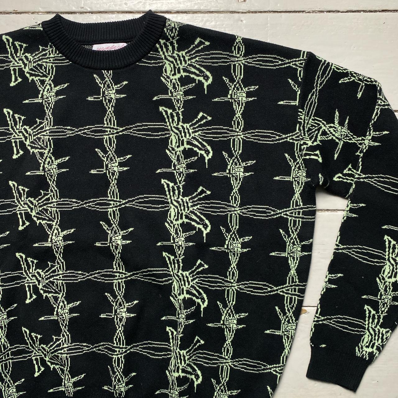 Yardsale Barbed Wire Black and Green Knit Jumper