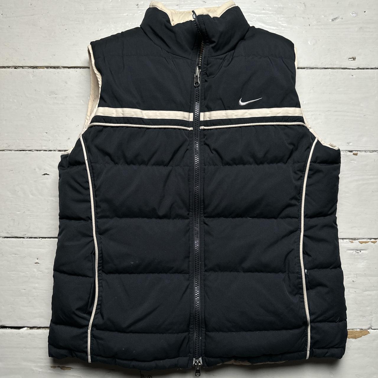 Nike Vintage y2k Womens Reversible Gilet Cream and Black